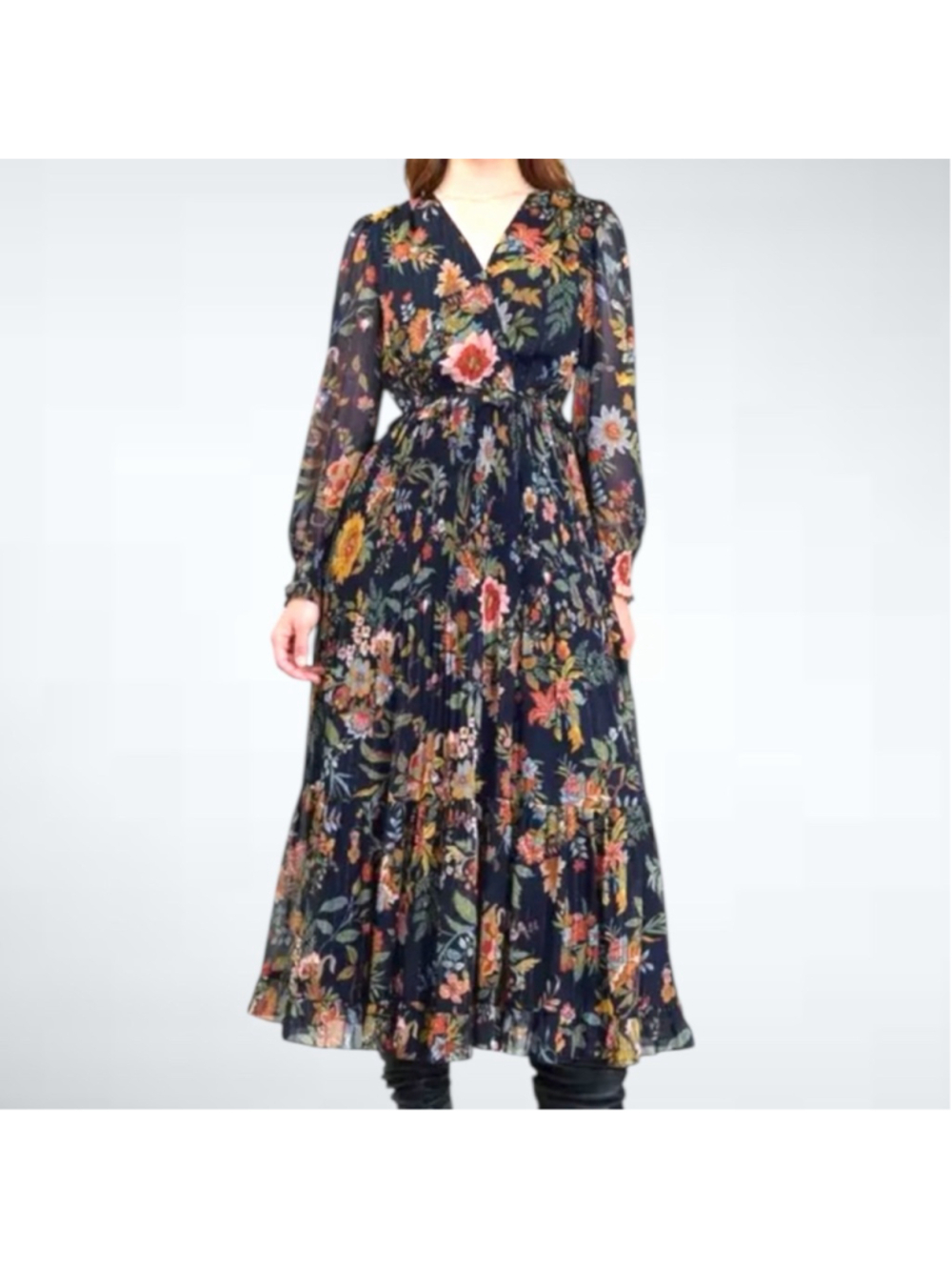 Current Air Boho Floral Maxi Dress Navy Size S